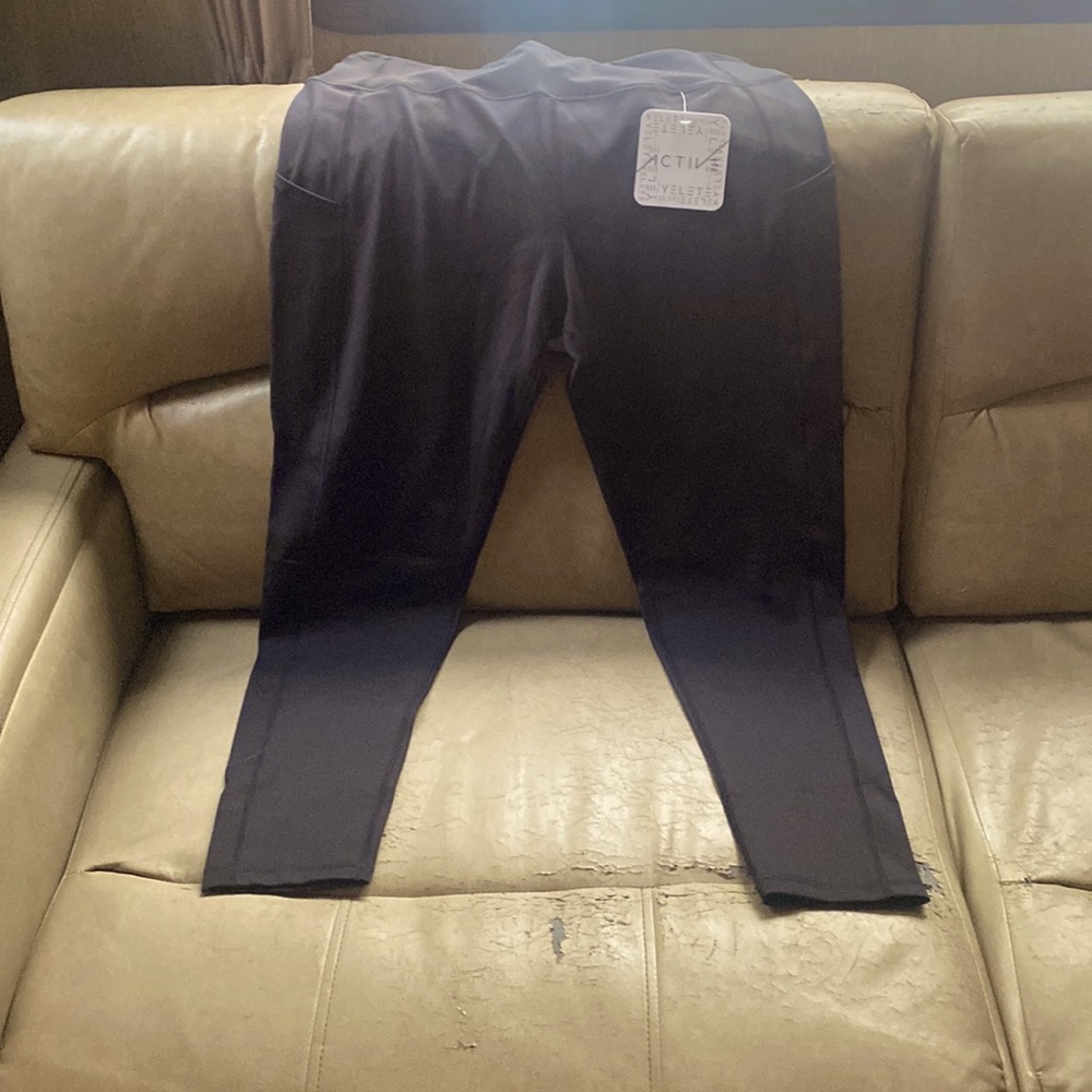 Black leggings, active, 2x